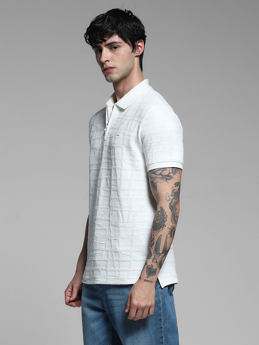 White Jacquard Polo