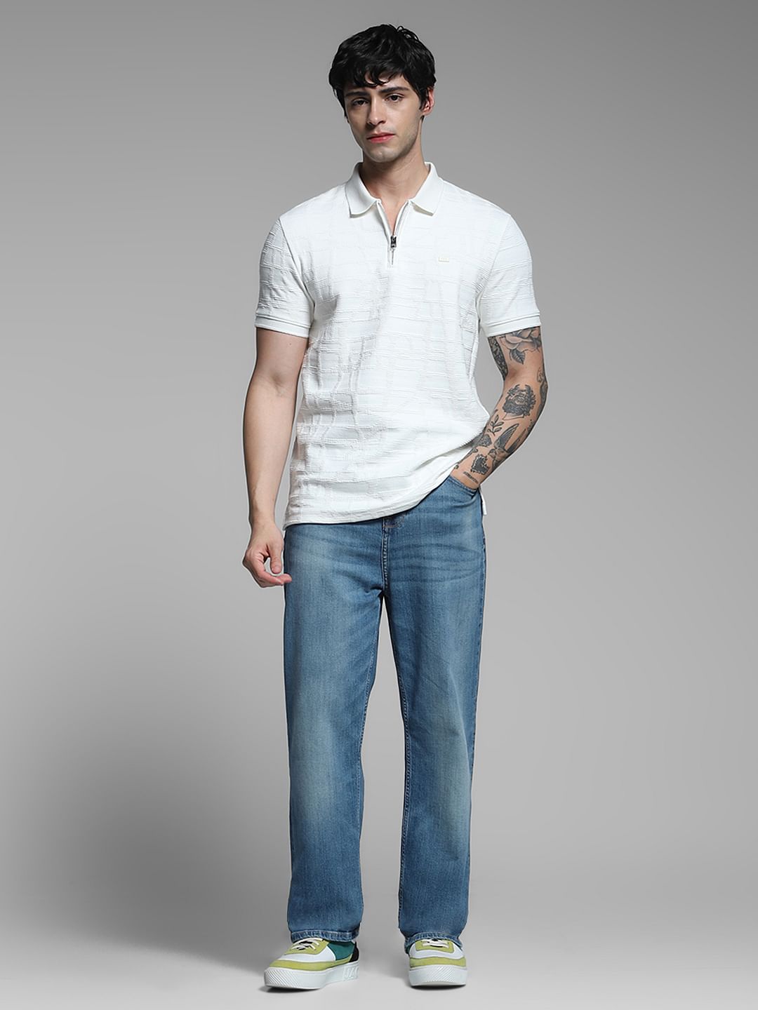 White Jacquard Polo