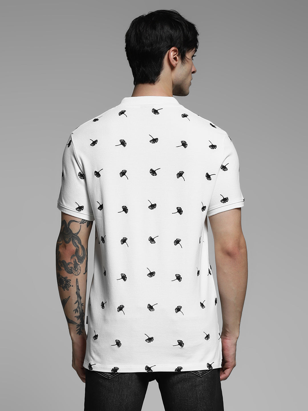 White Printed Cotton Polo