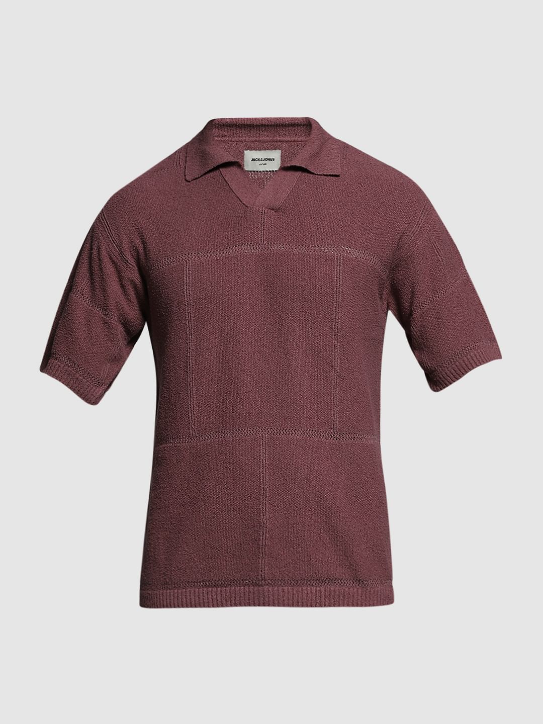 Brown Boxy Fit Knitted Polo