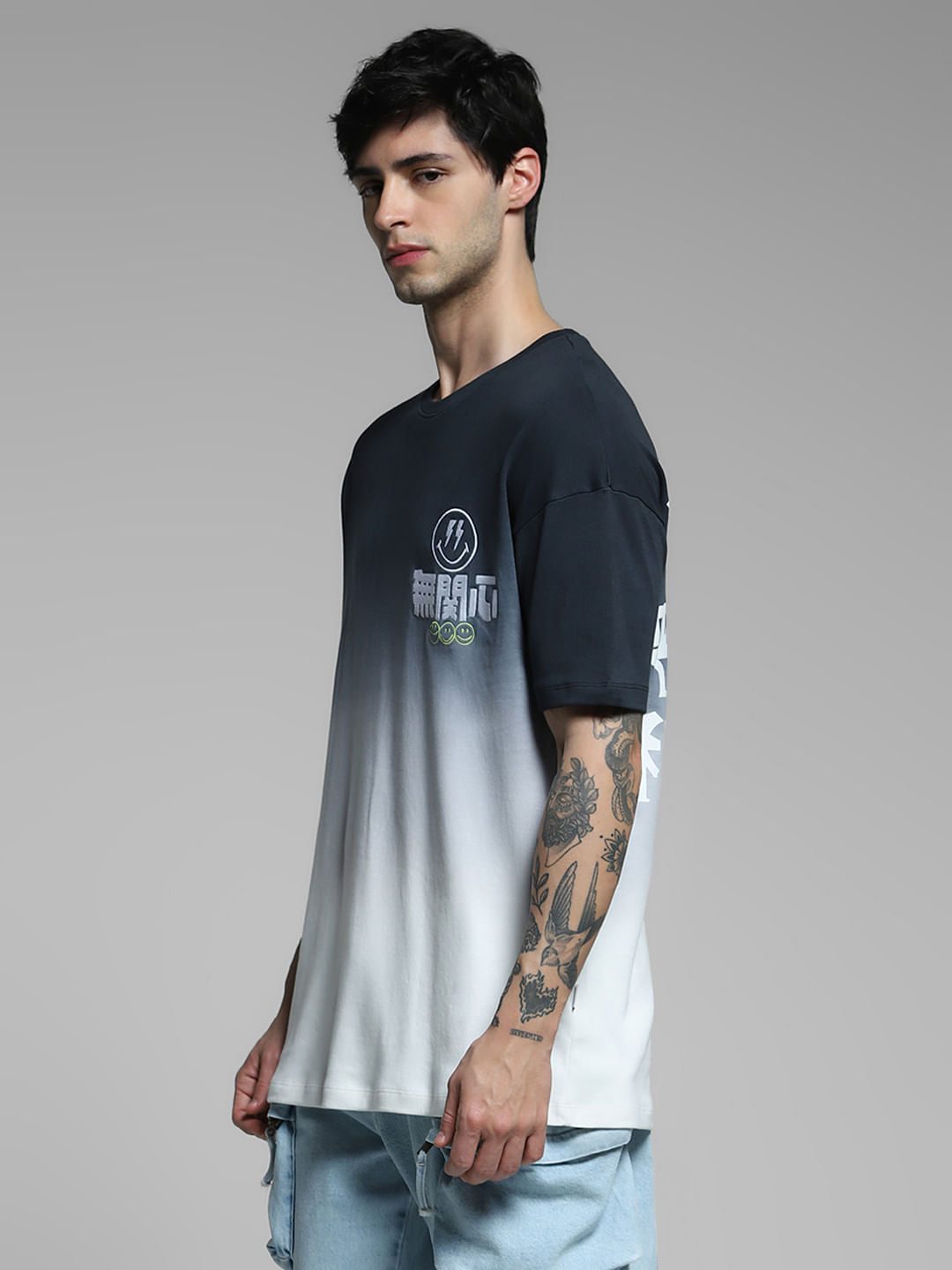 SmileyWorld Black Ombre Boxy Fit T-shirt