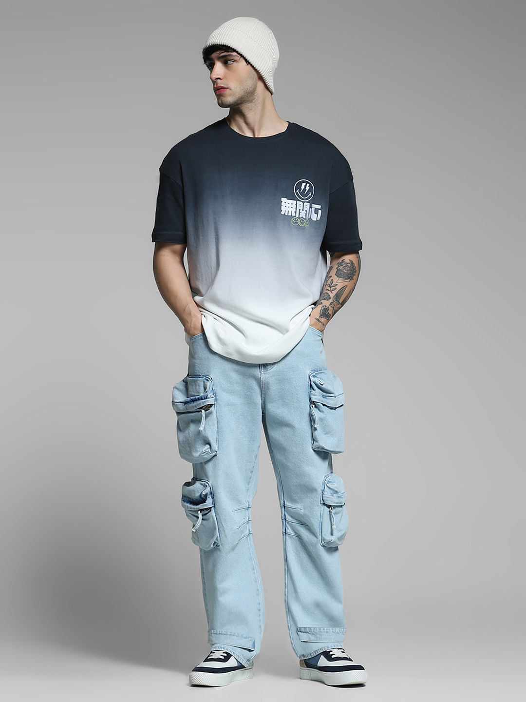SmileyWorld Black Ombre Boxy Fit T-shirt