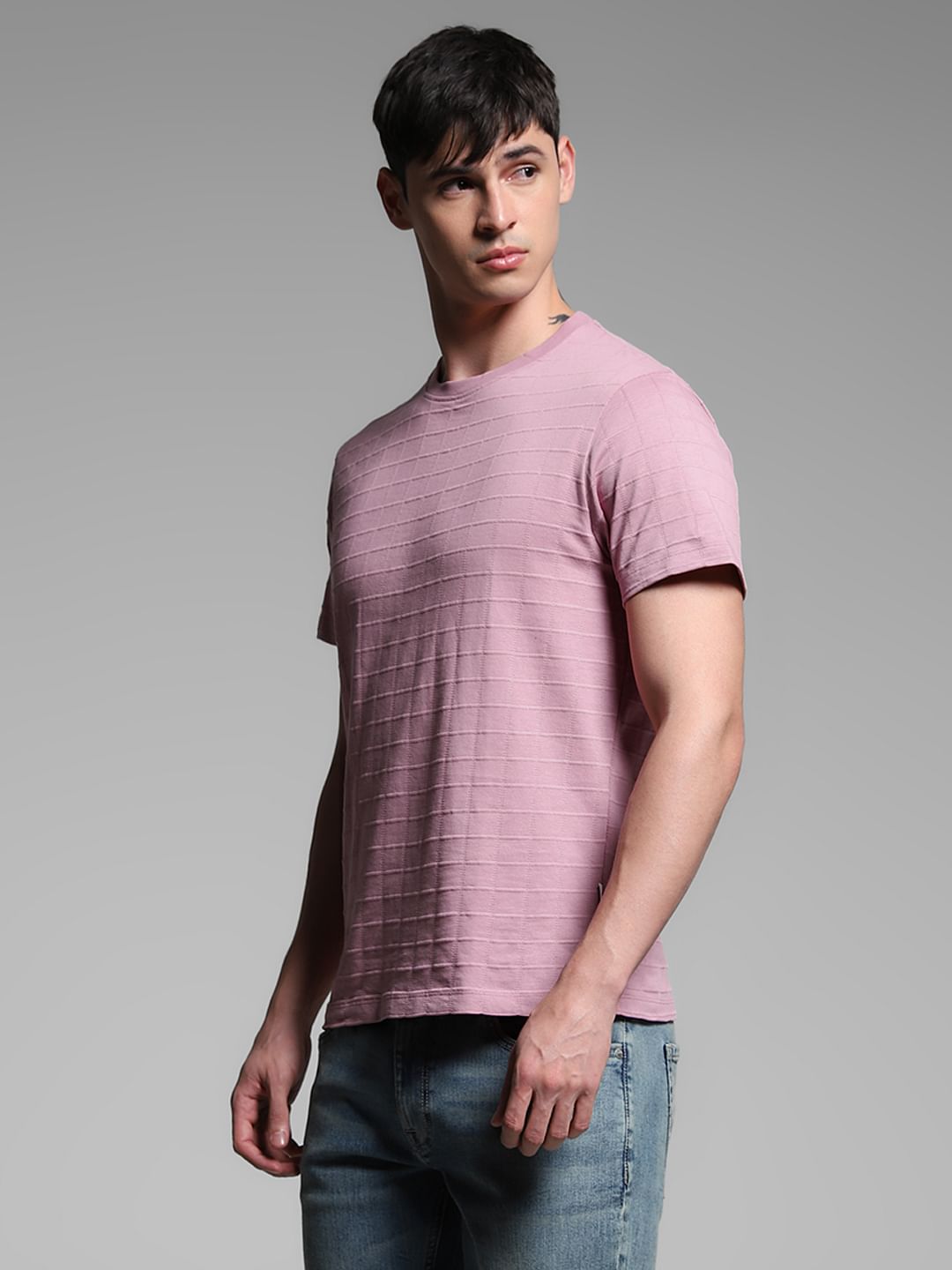 Purple Cotton Jacquard T-shirt
