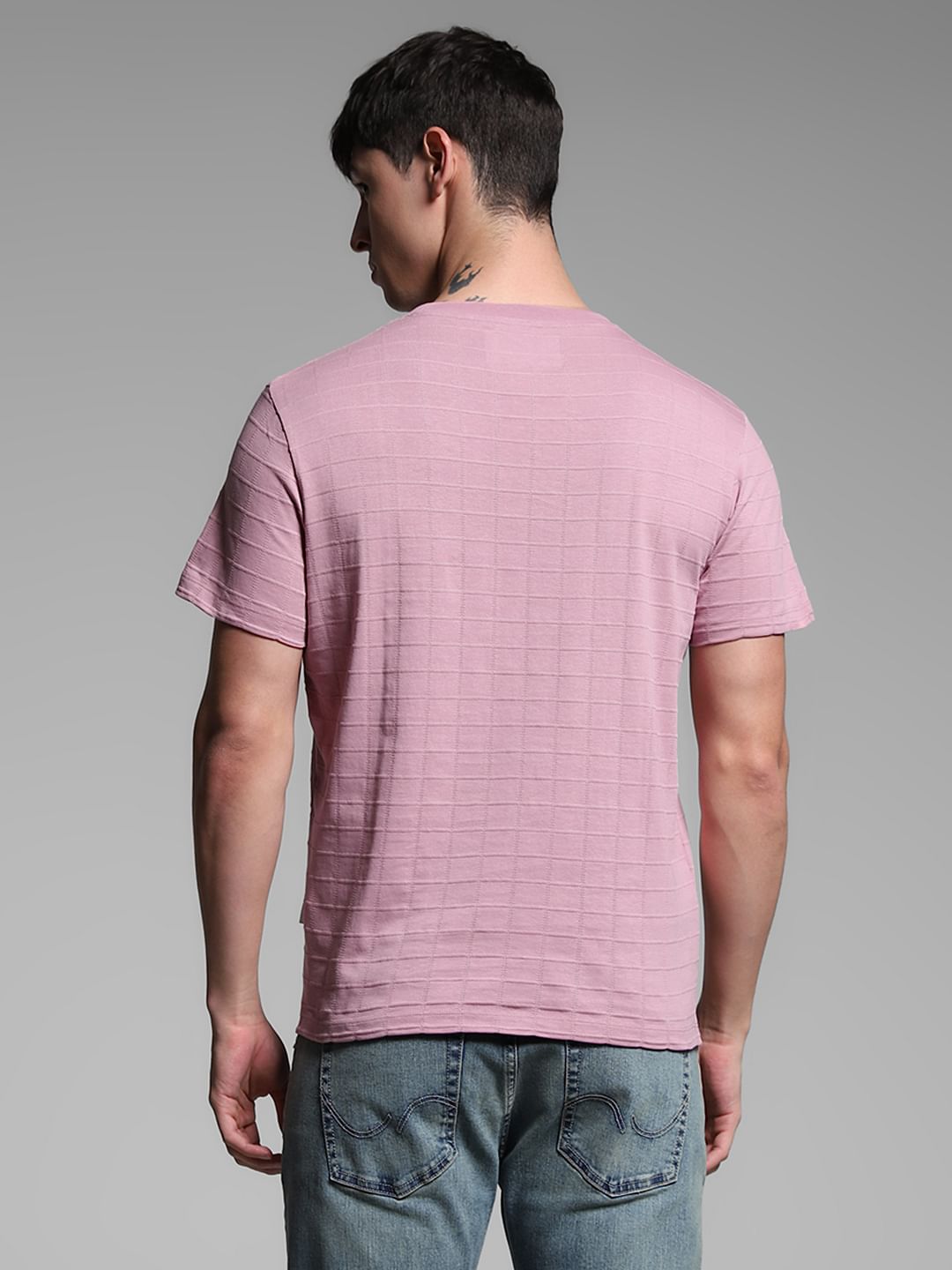 Purple Cotton Jacquard T-shirt