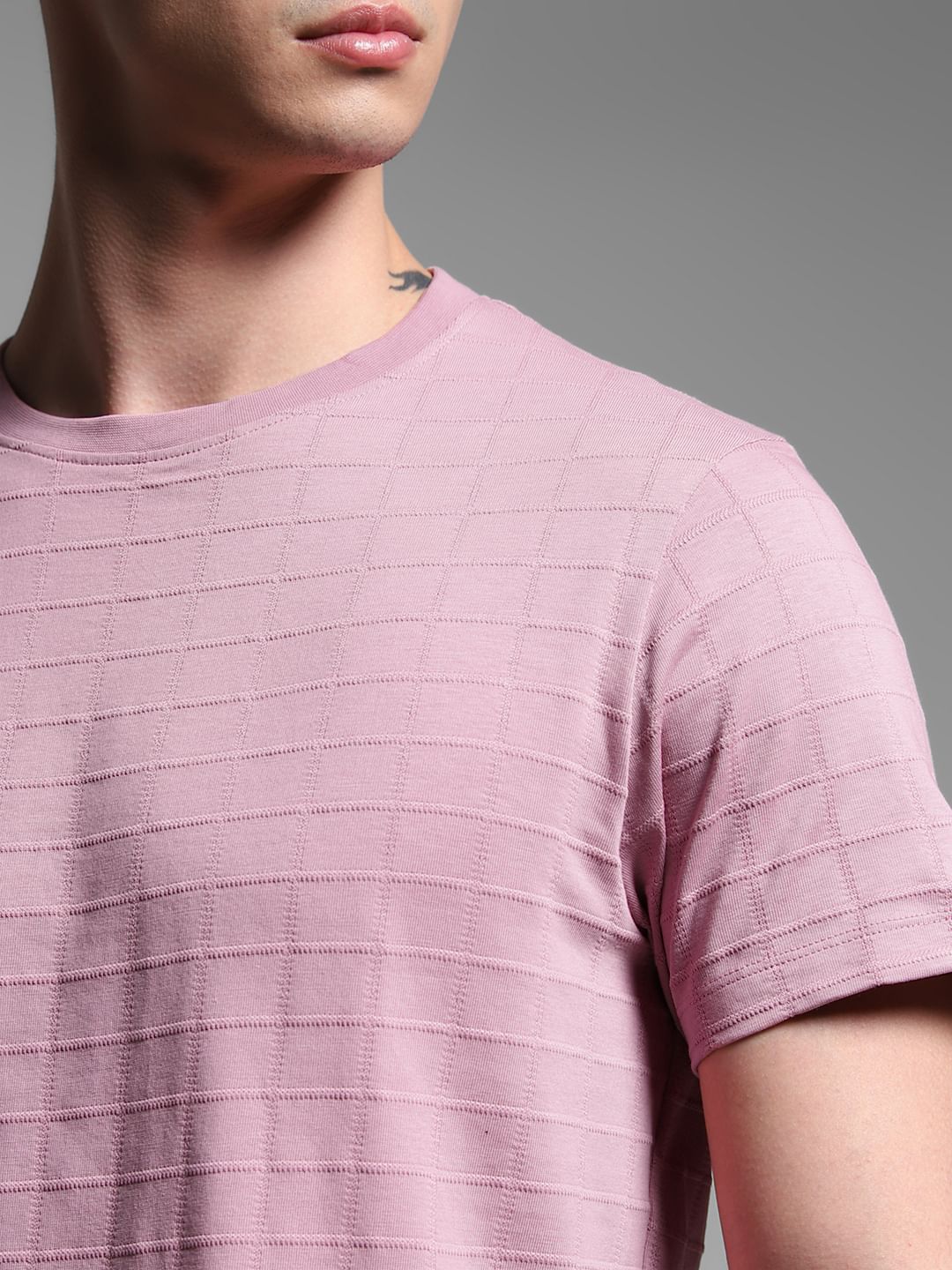 Purple Cotton Jacquard T-shirt