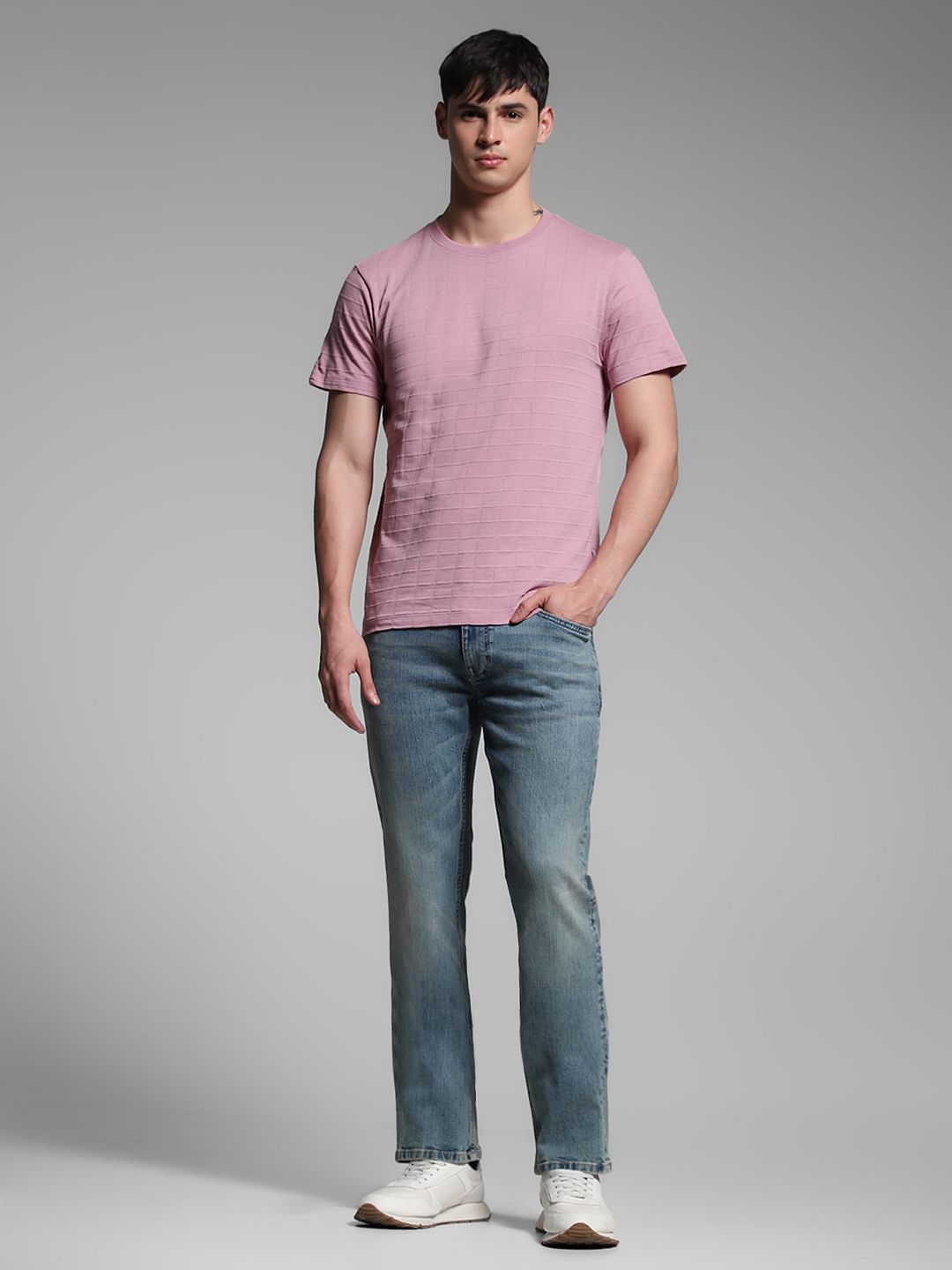 Purple Cotton Jacquard T-shirt
