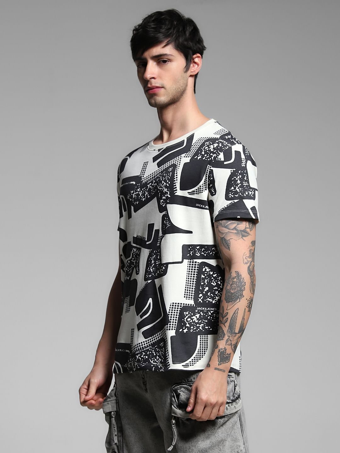 White Printed Cotton T-shirt