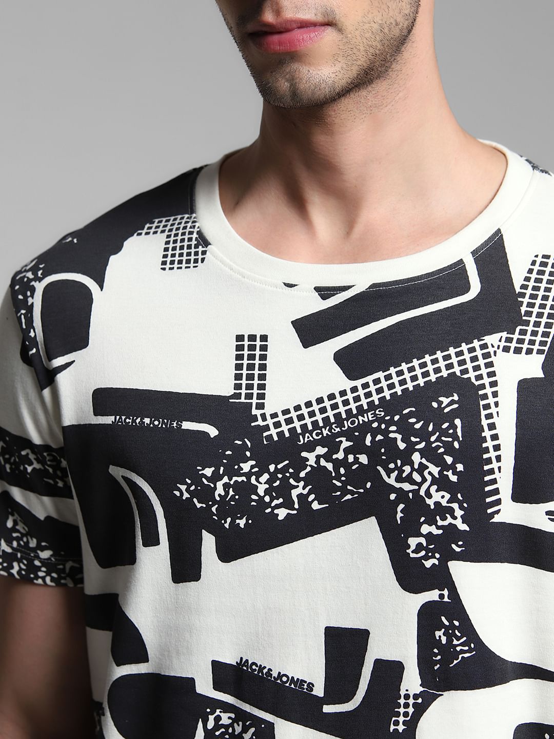 White Printed Cotton T-shirt