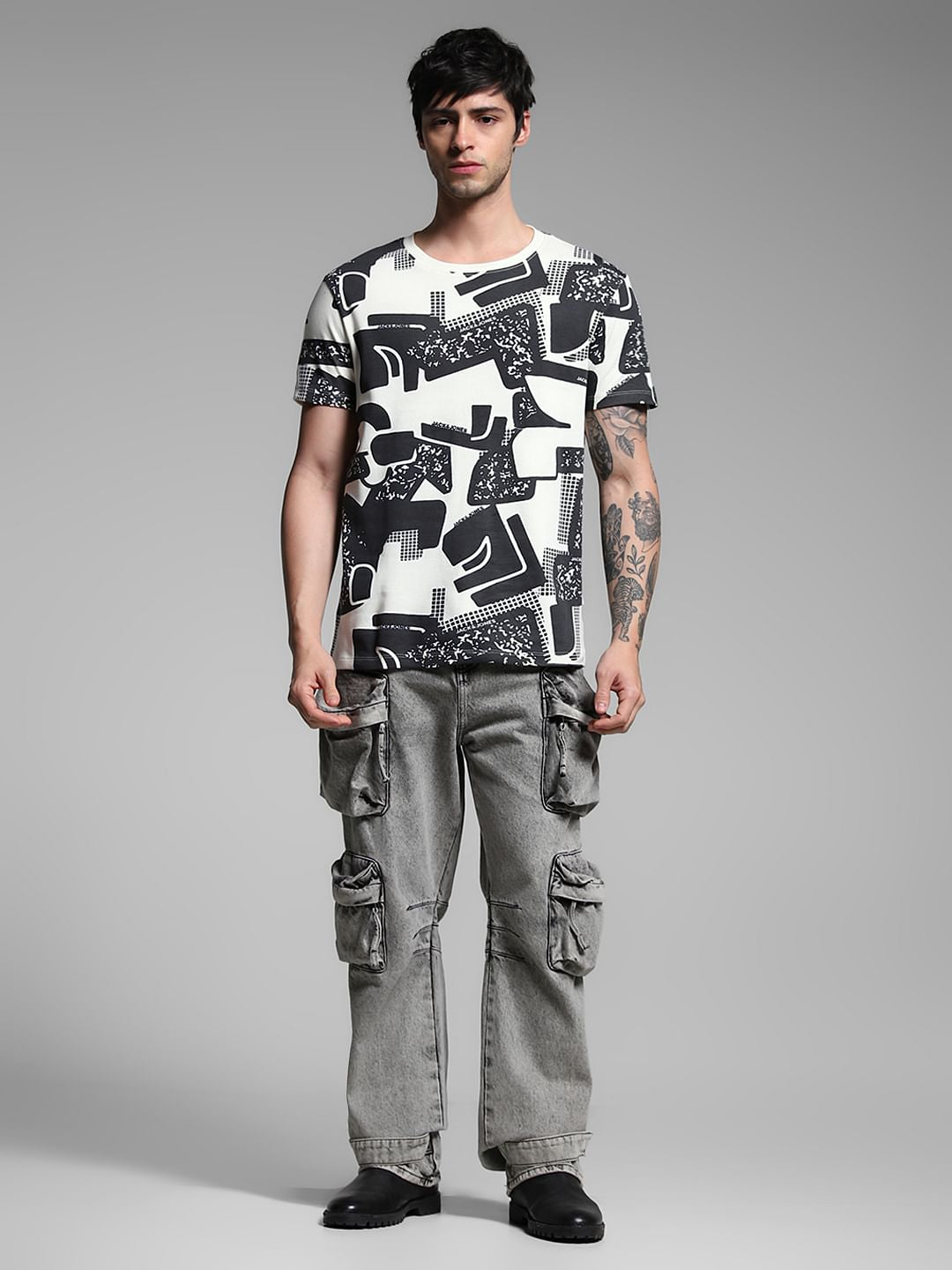 White Printed Cotton T-shirt