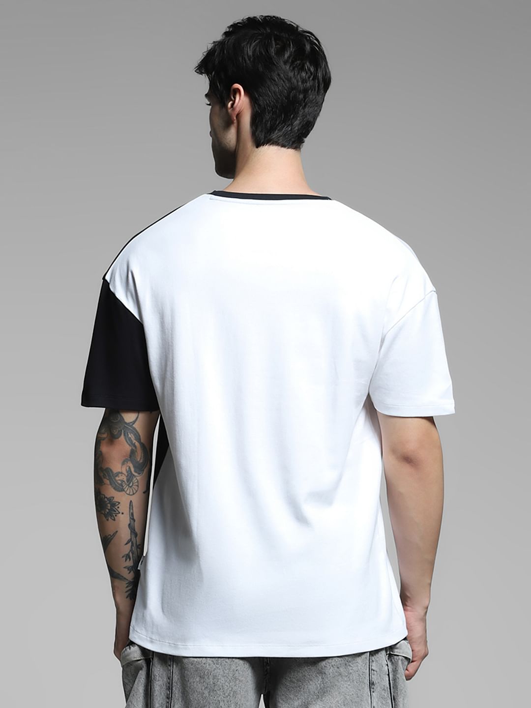 SmileyWorld Black Colourblocked Boxy Fit T-shirt