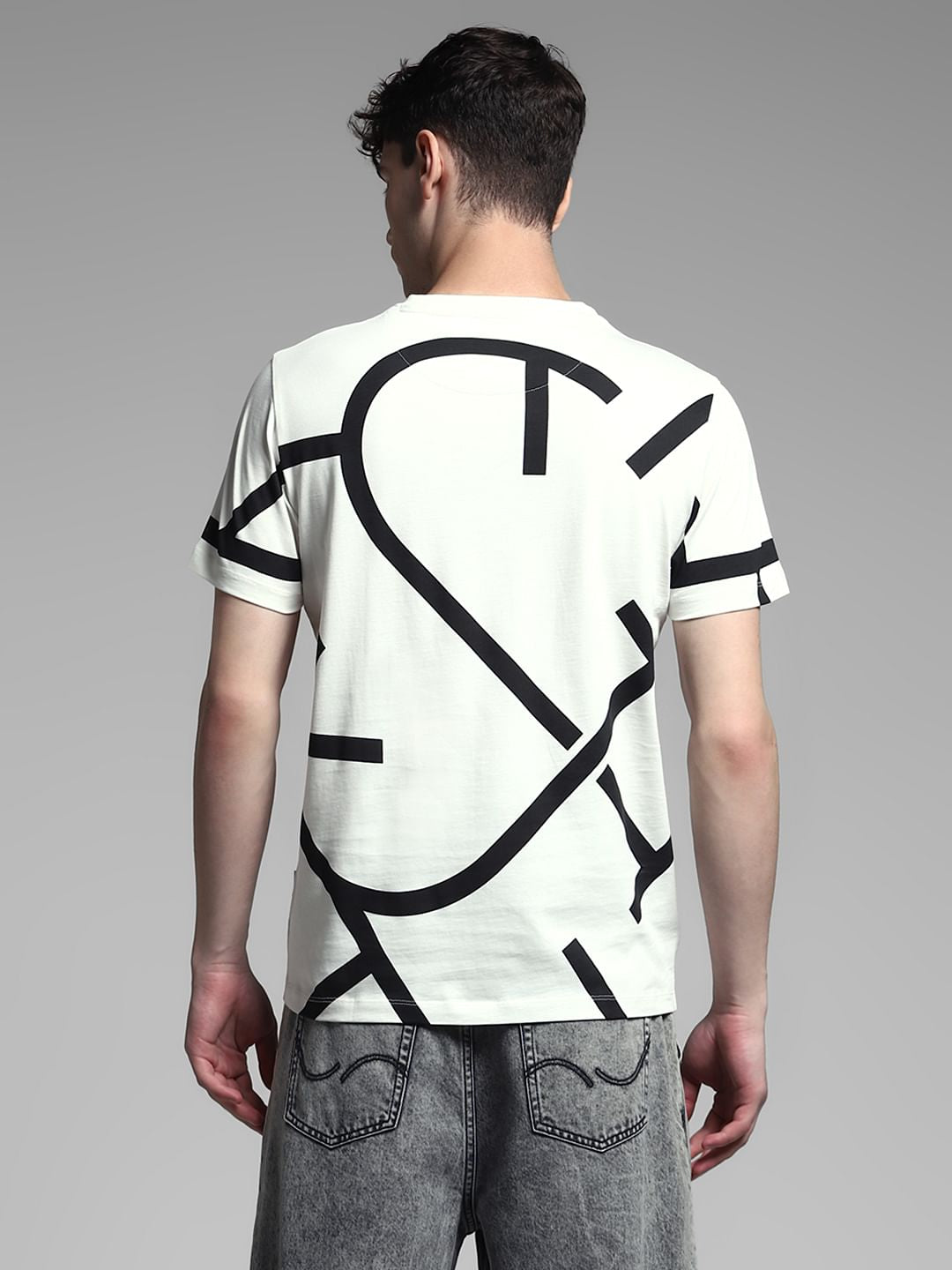 White Printed Cotton T-Shirt