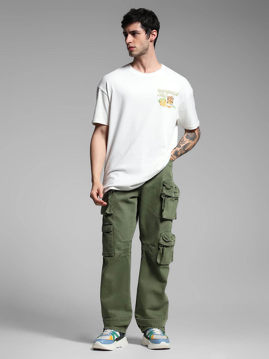 White Graphic Print Cotton T-shirt