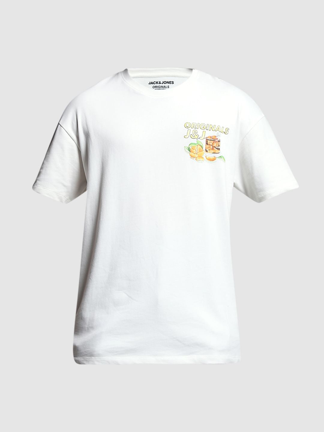 White Graphic Print Cotton T-shirt