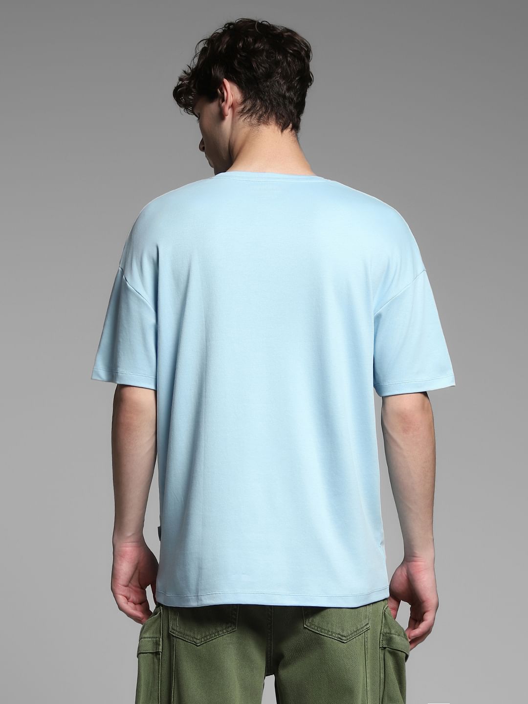 Blue Printed Oversized T-shirt