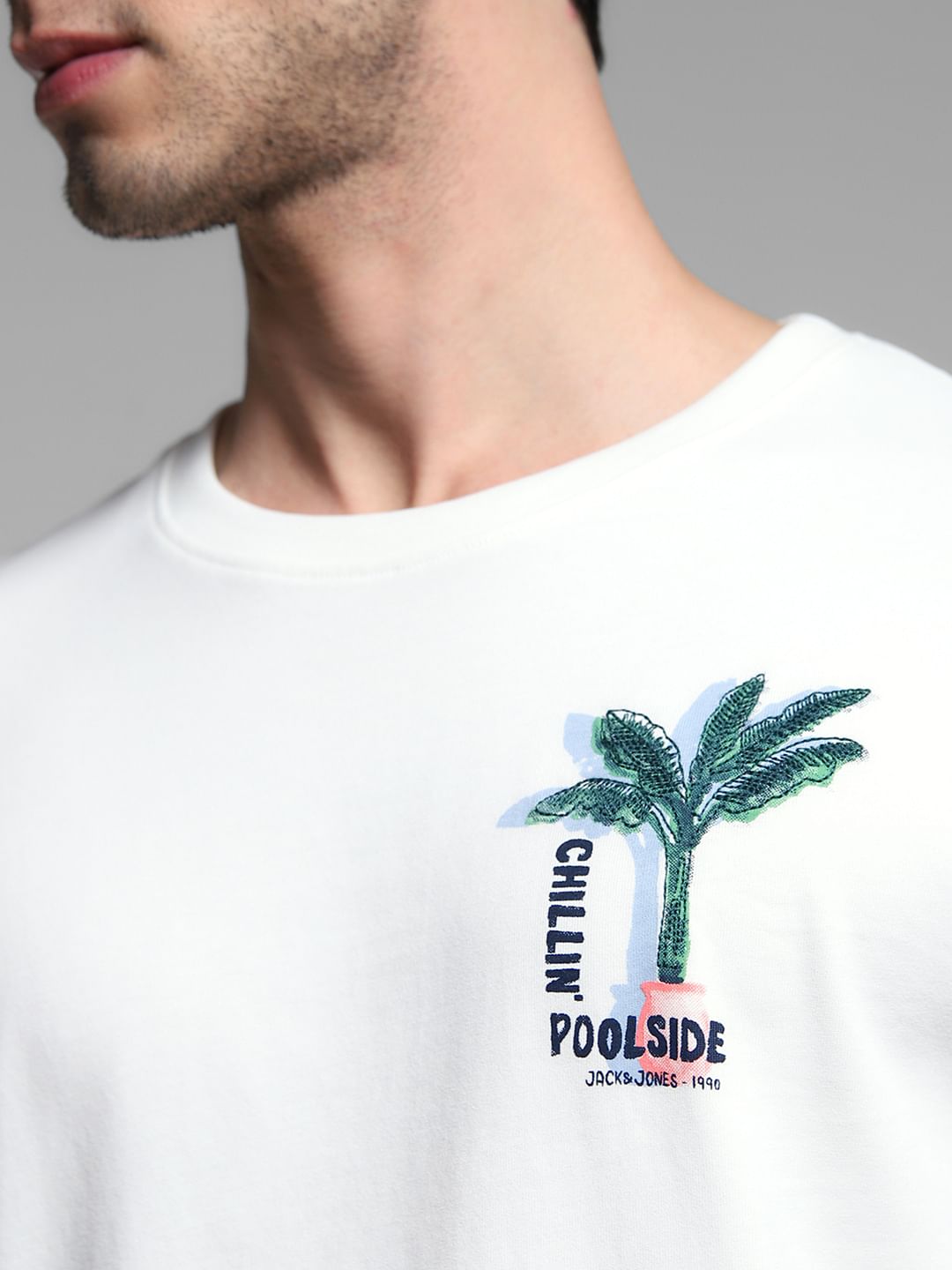 White Graphic Print Cotton T-shirt