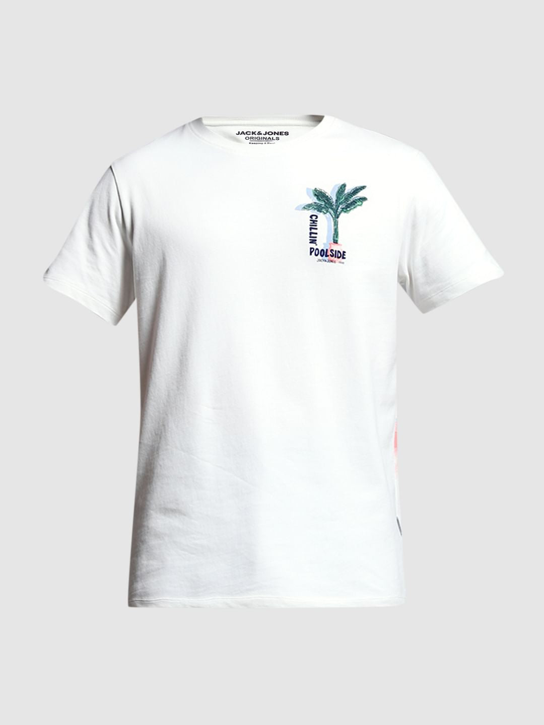 White Graphic Print Cotton T-shirt