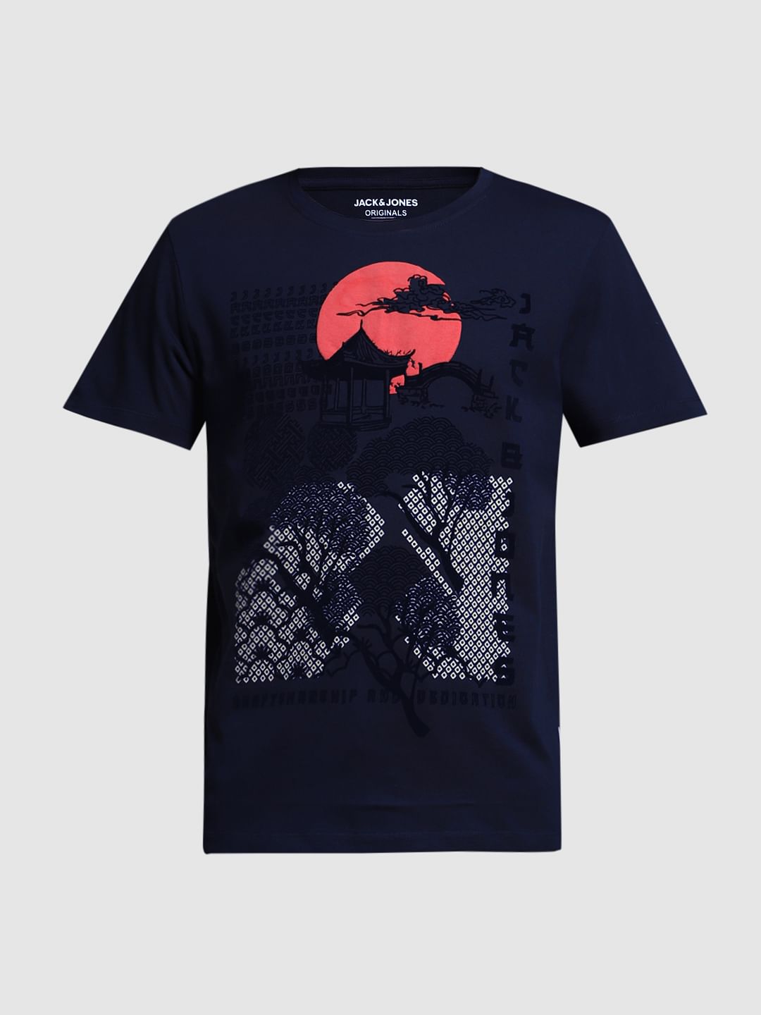 Navy Blue Graphic Print T-shirt