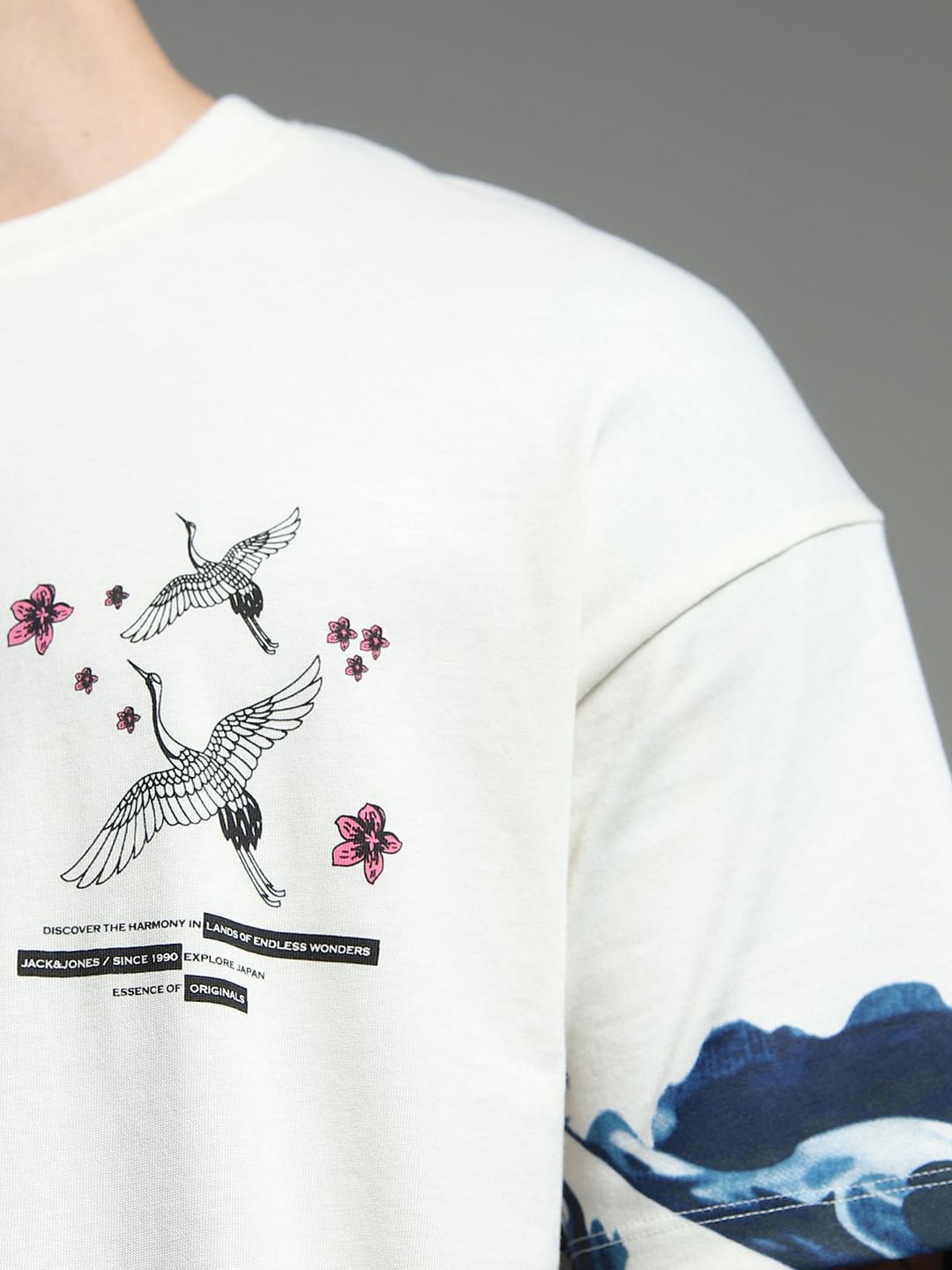 White Printed Cotton Oversized T-shirt