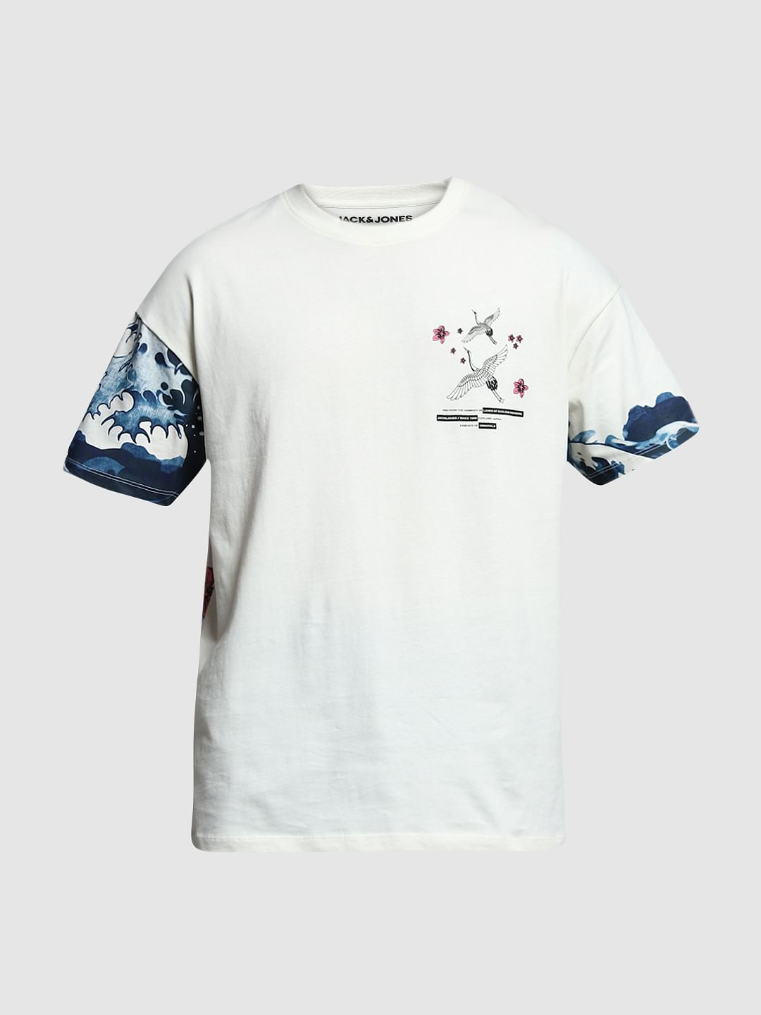 White Printed Cotton Oversized T-shirt
