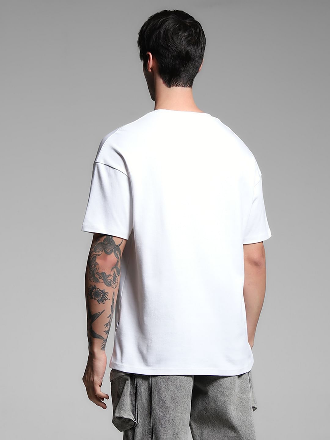 White Graphic Print Cotton T-shirt