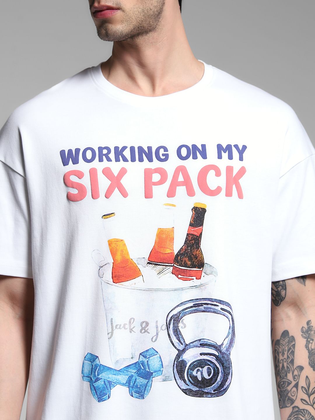 White Graphic Print Cotton T-shirt