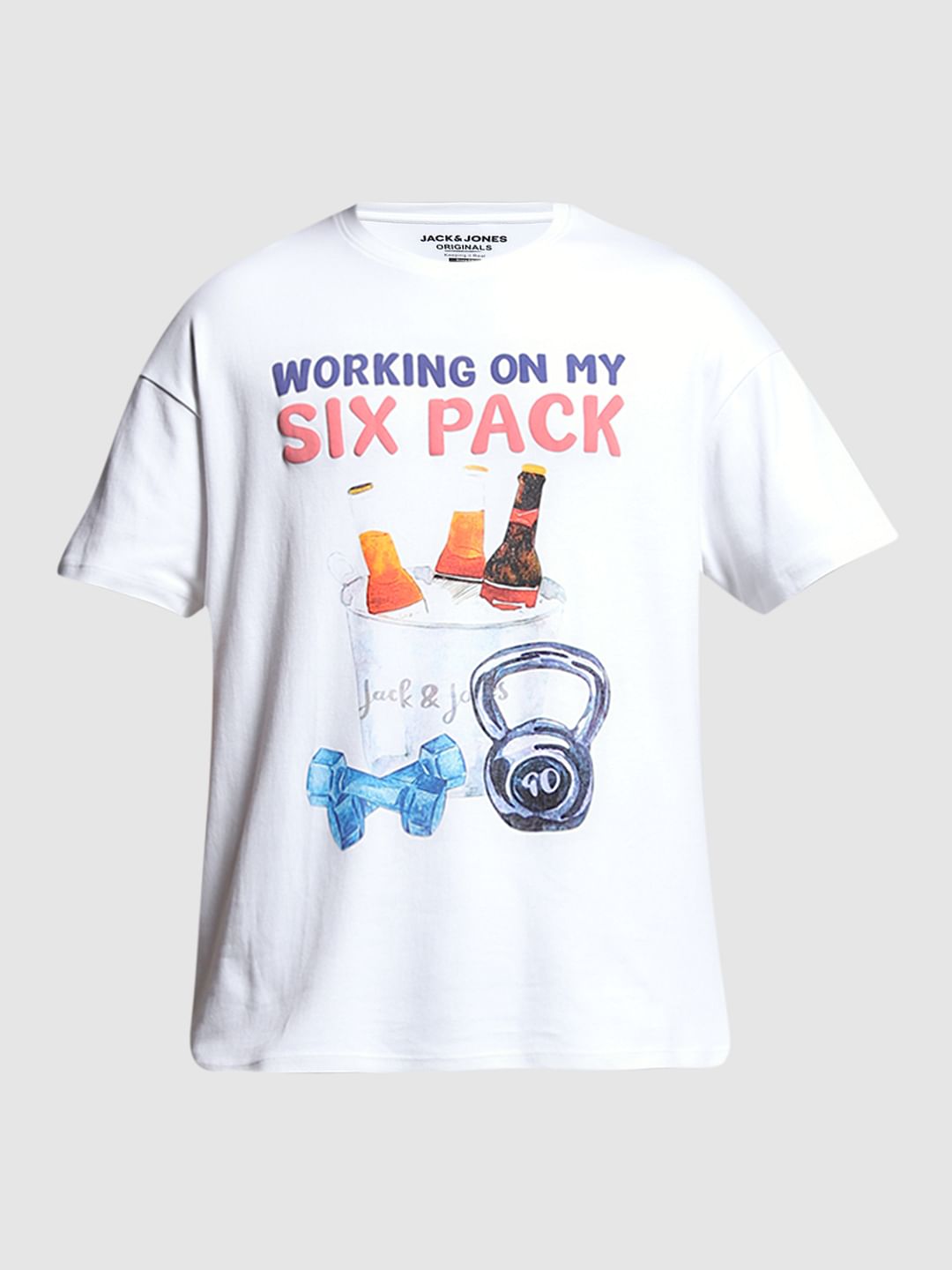 White Graphic Print Cotton T-shirt