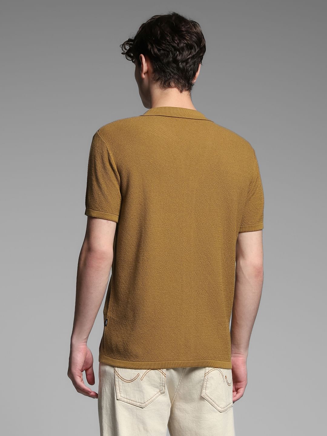 Brown Printed Front Open Pullover