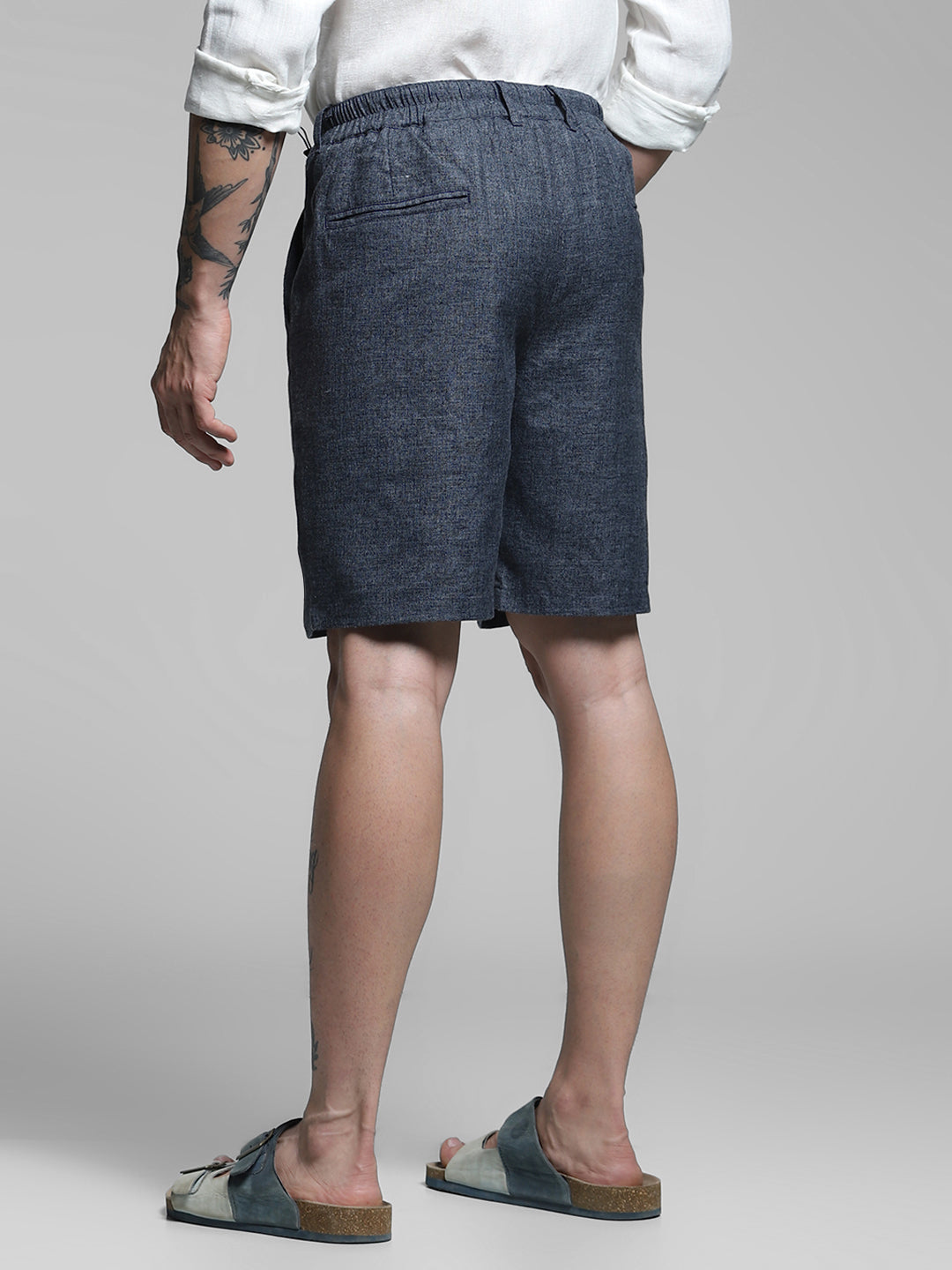 JACK&JONES Navy Blue Linen Blend Shorts