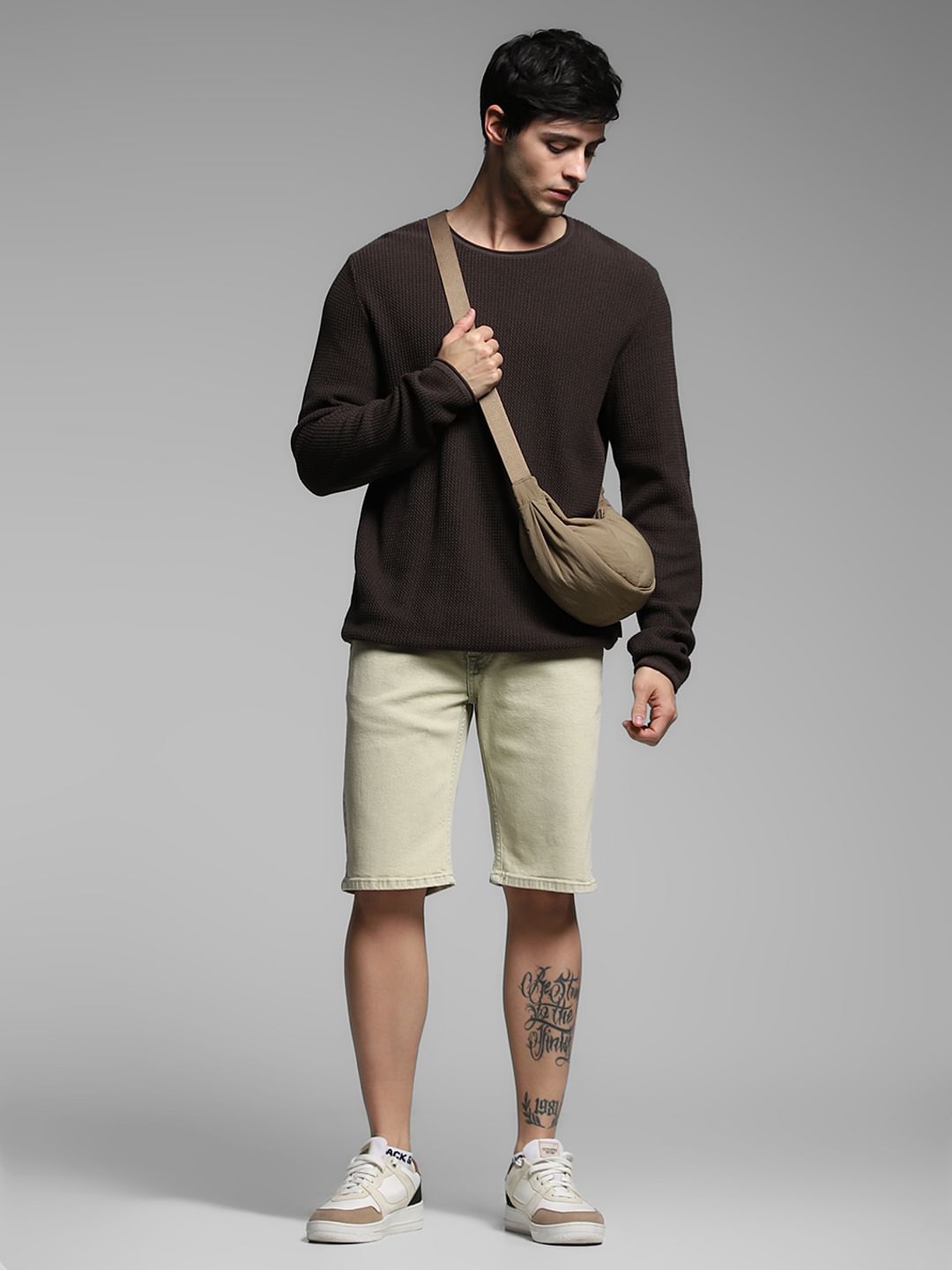 Green Mid Rise Denim Shorts
