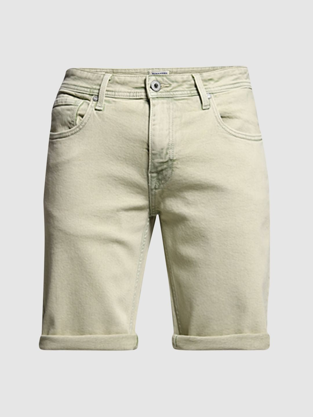 Green Mid Rise Denim Shorts