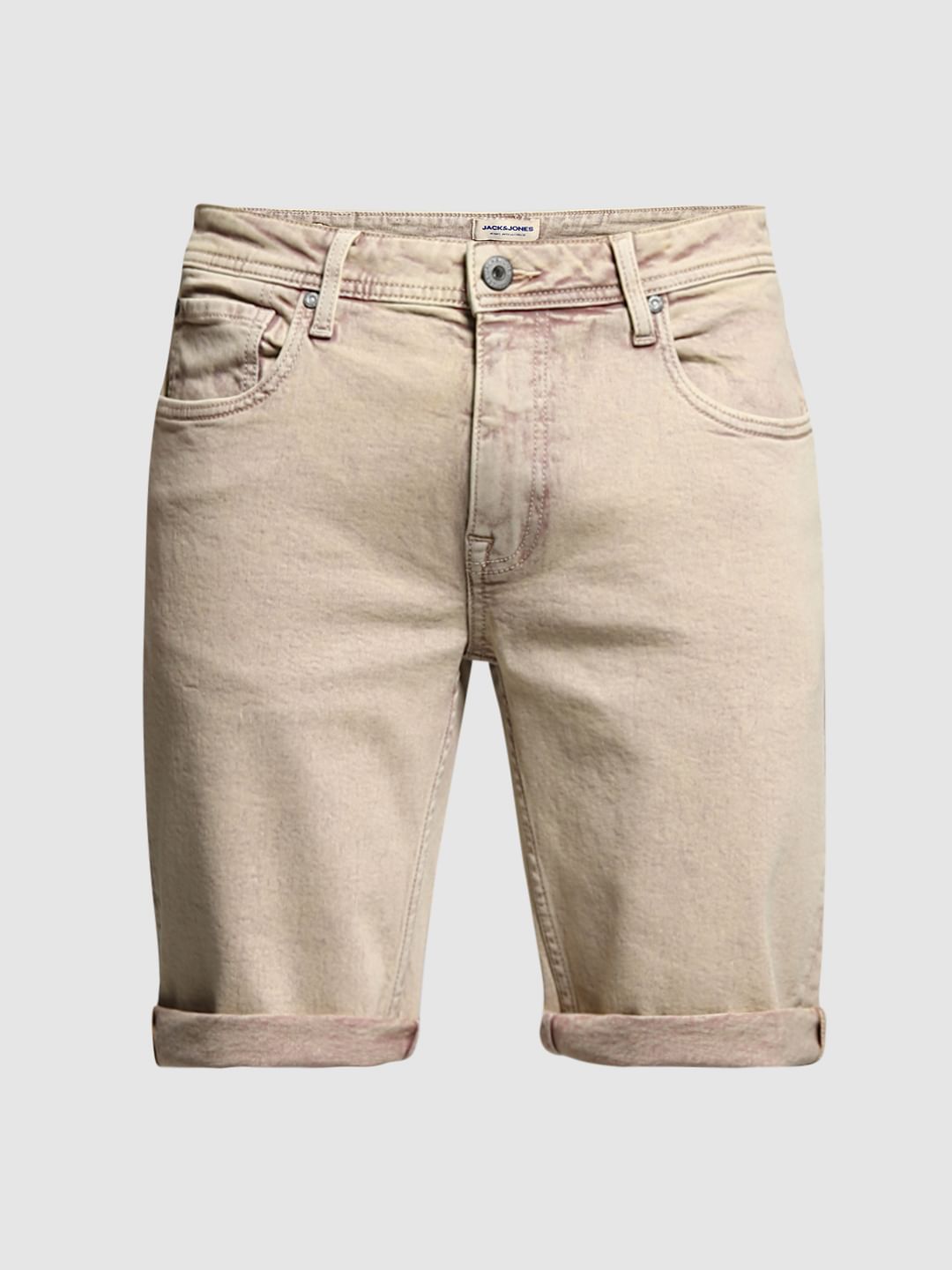 Brown Mid Rise Denim Shorts