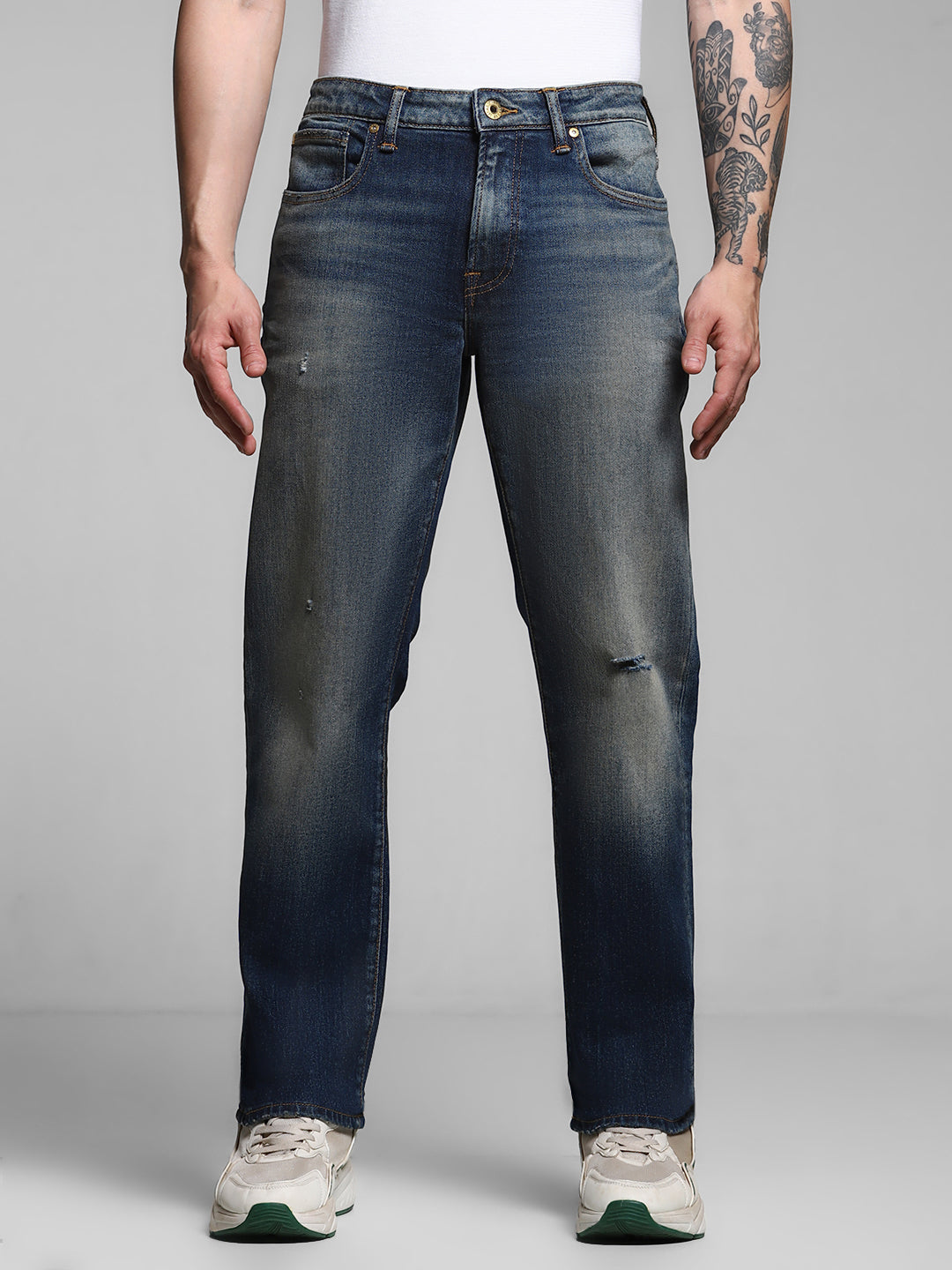 Mildly Distressed Clark Regular Fit Jeans