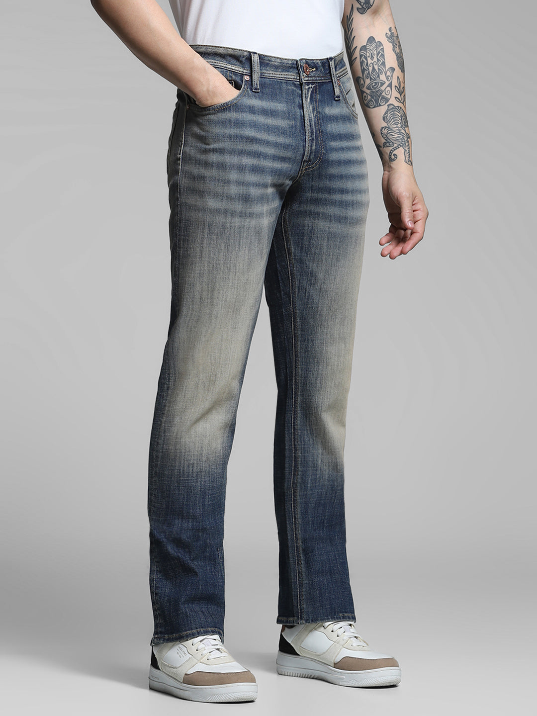 JACK&JONES Blue Washed Clark Regular Fit Jeans