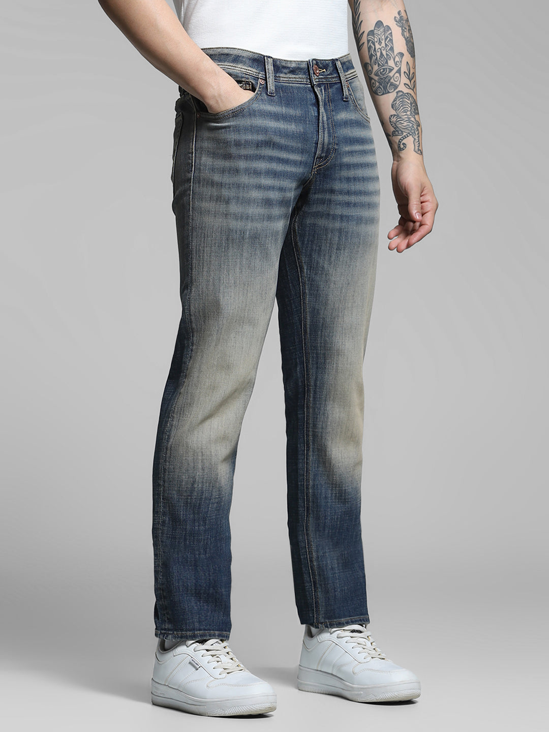 JACK&JONES Blue Washed Glenn Slim Fit Jeans