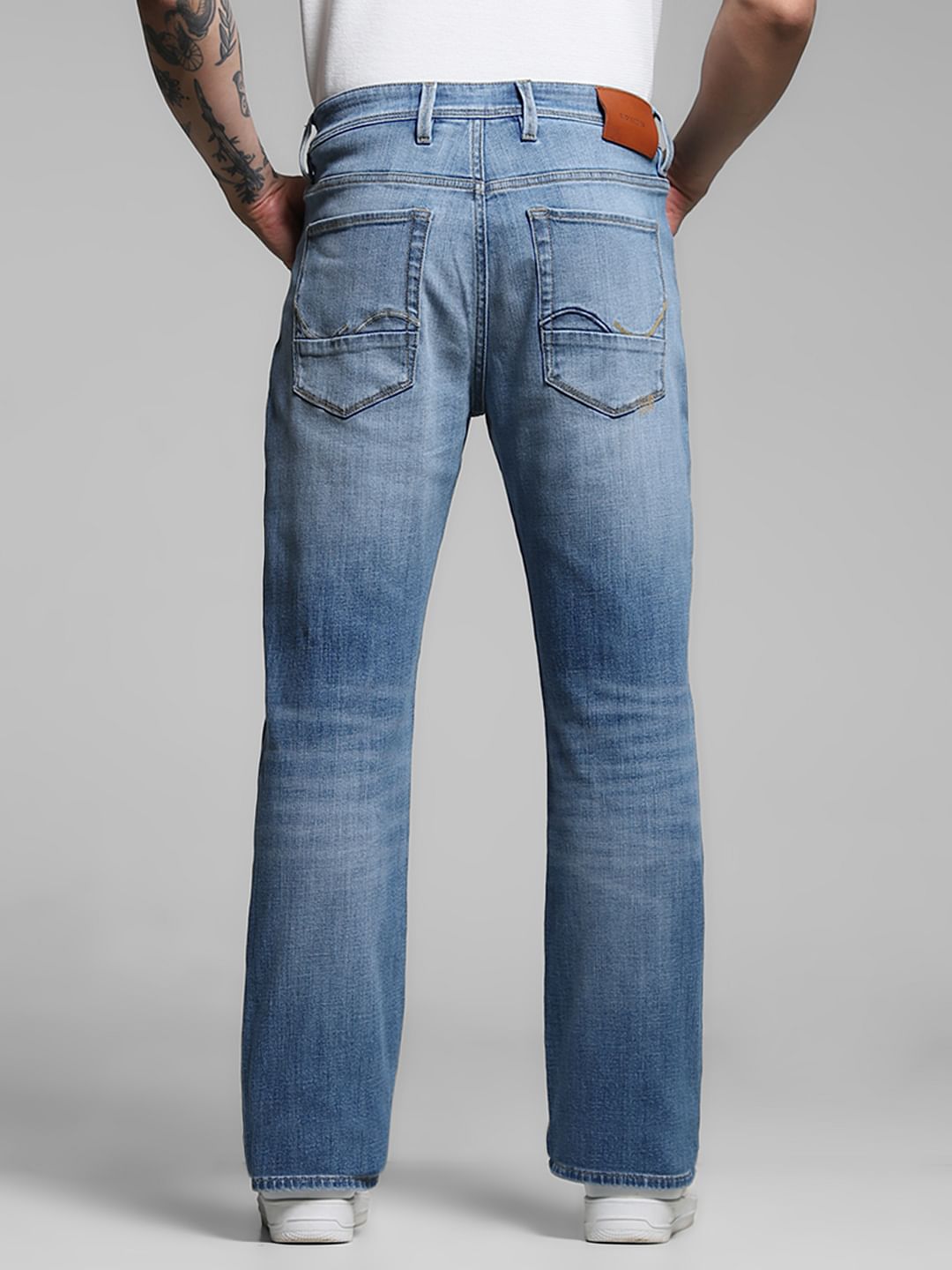 Light Blue High Rise Distressed Bootcut Jeans
