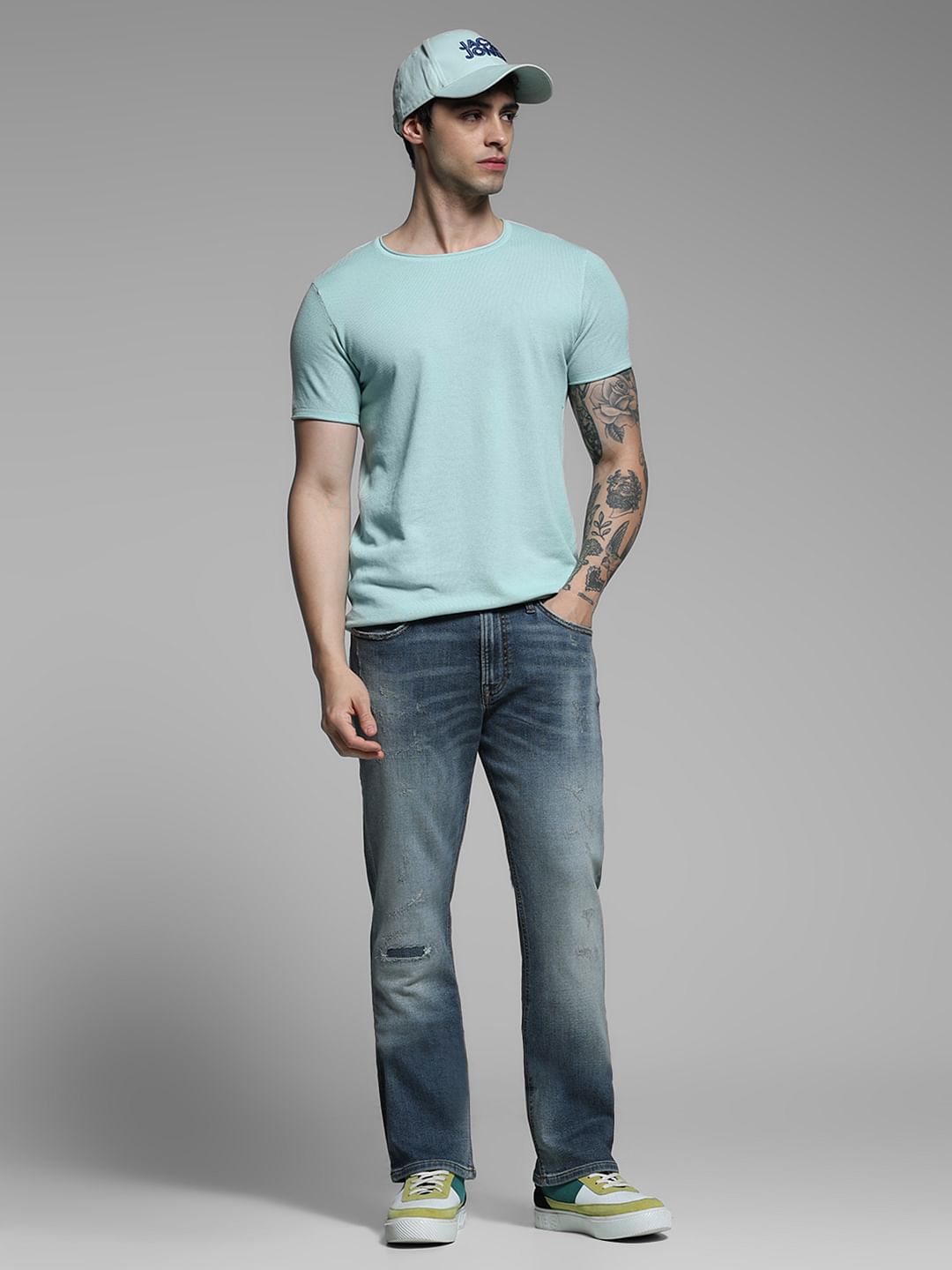 Blue High Rise Cliff Bootcut Jeans