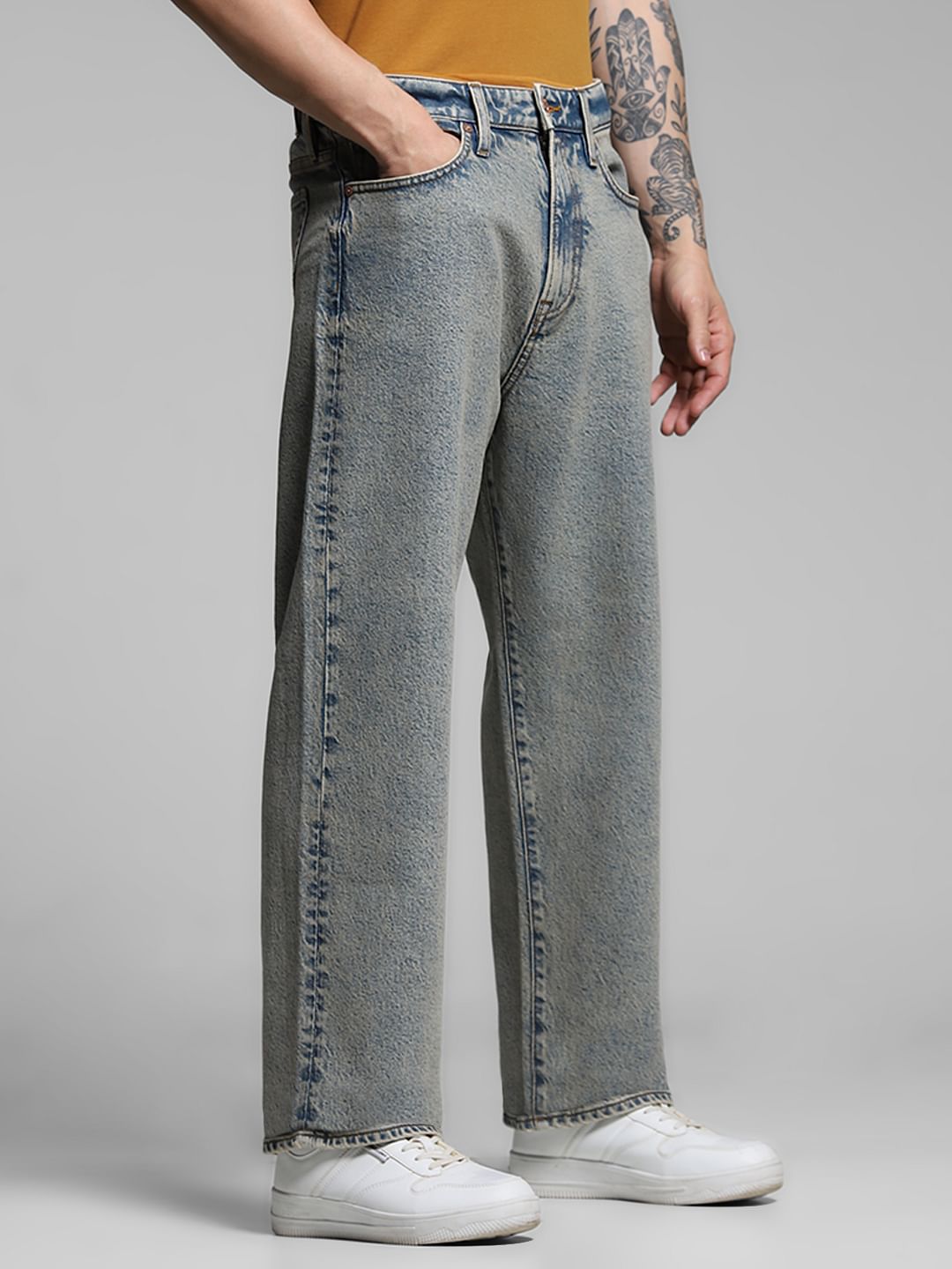 Blue High Rise Washed Dario Loose Fit Jeans