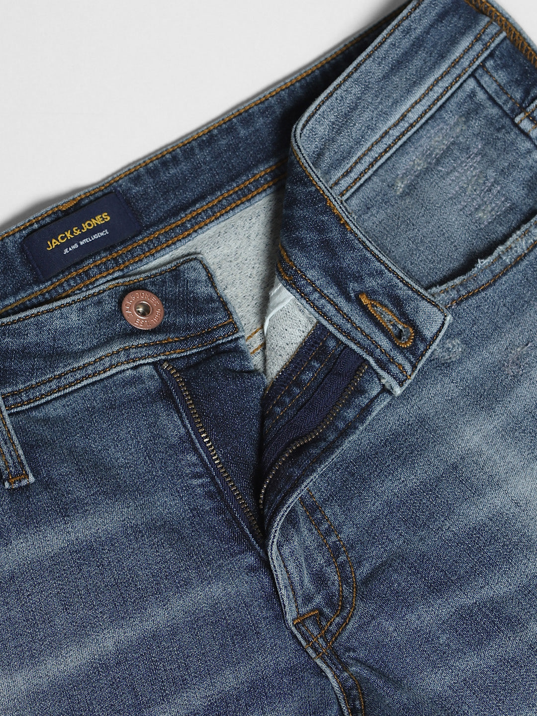Men's Slim Fit Low Rise Distressed Blue Denim Jeans