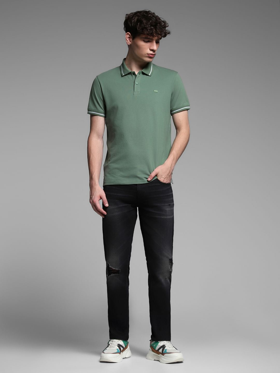 Black Low Rise Distressed Skinny Jeans