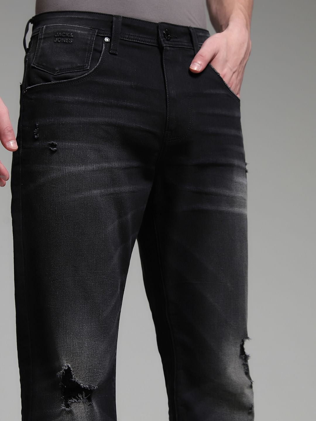 Black Distressed Cliff Bootcut Jeans