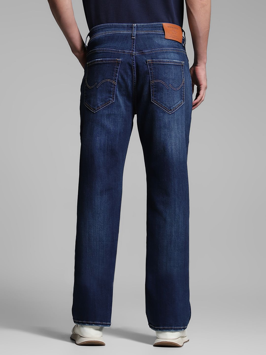 Dark Blue Mid Rise Cliff Bootcut Jeans