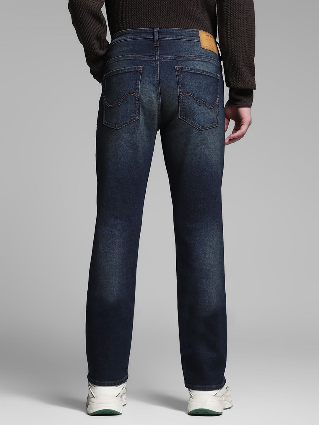 Dark Blue Low Rise Clark Regular Fit Jeans