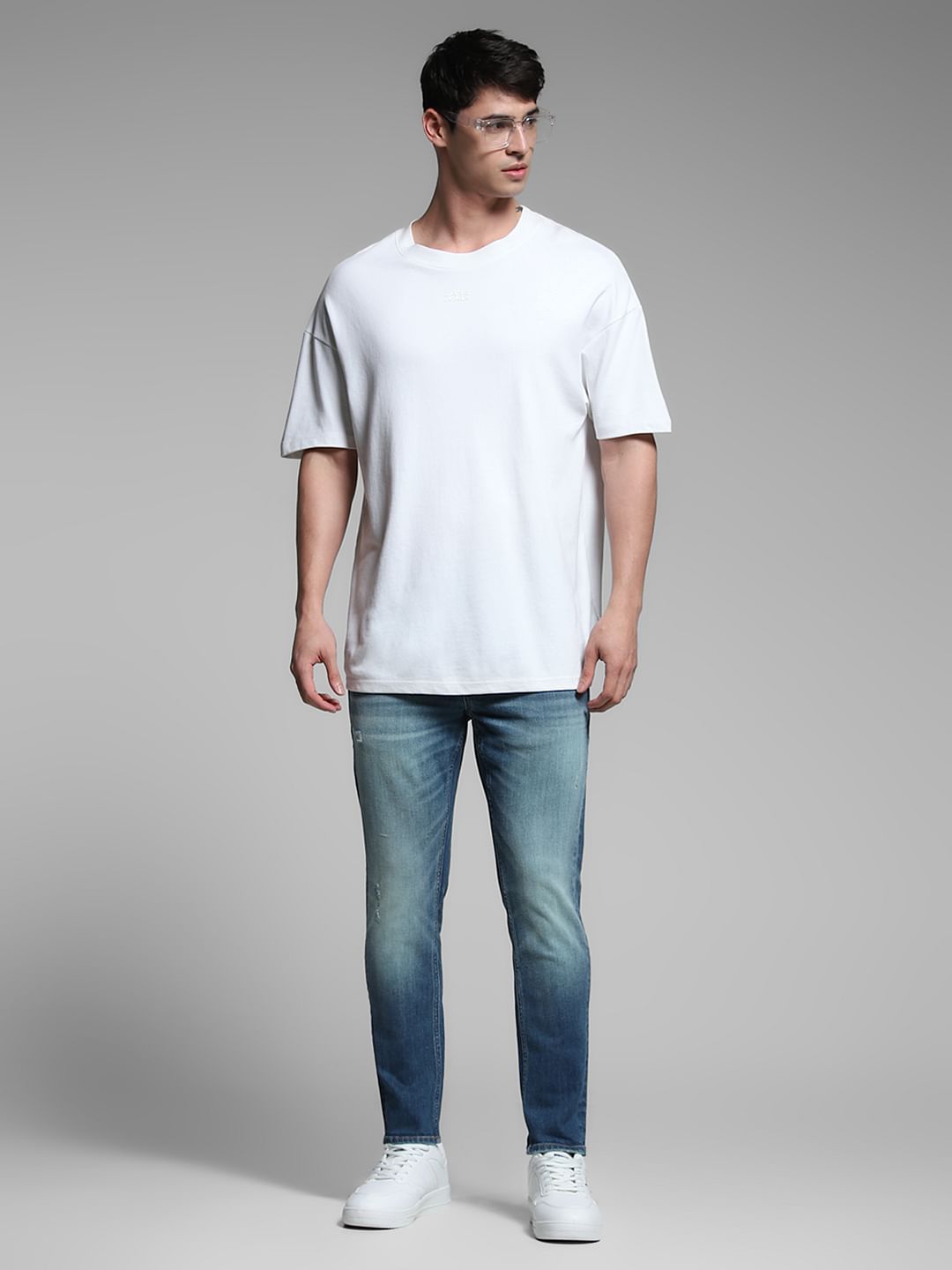 Blue Brak Slim Fit Cropped Jeans
