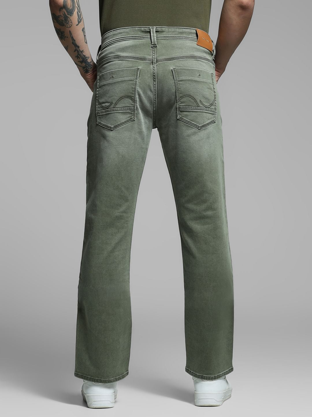 Olive Low Rise Clark Regular Fit Jeans