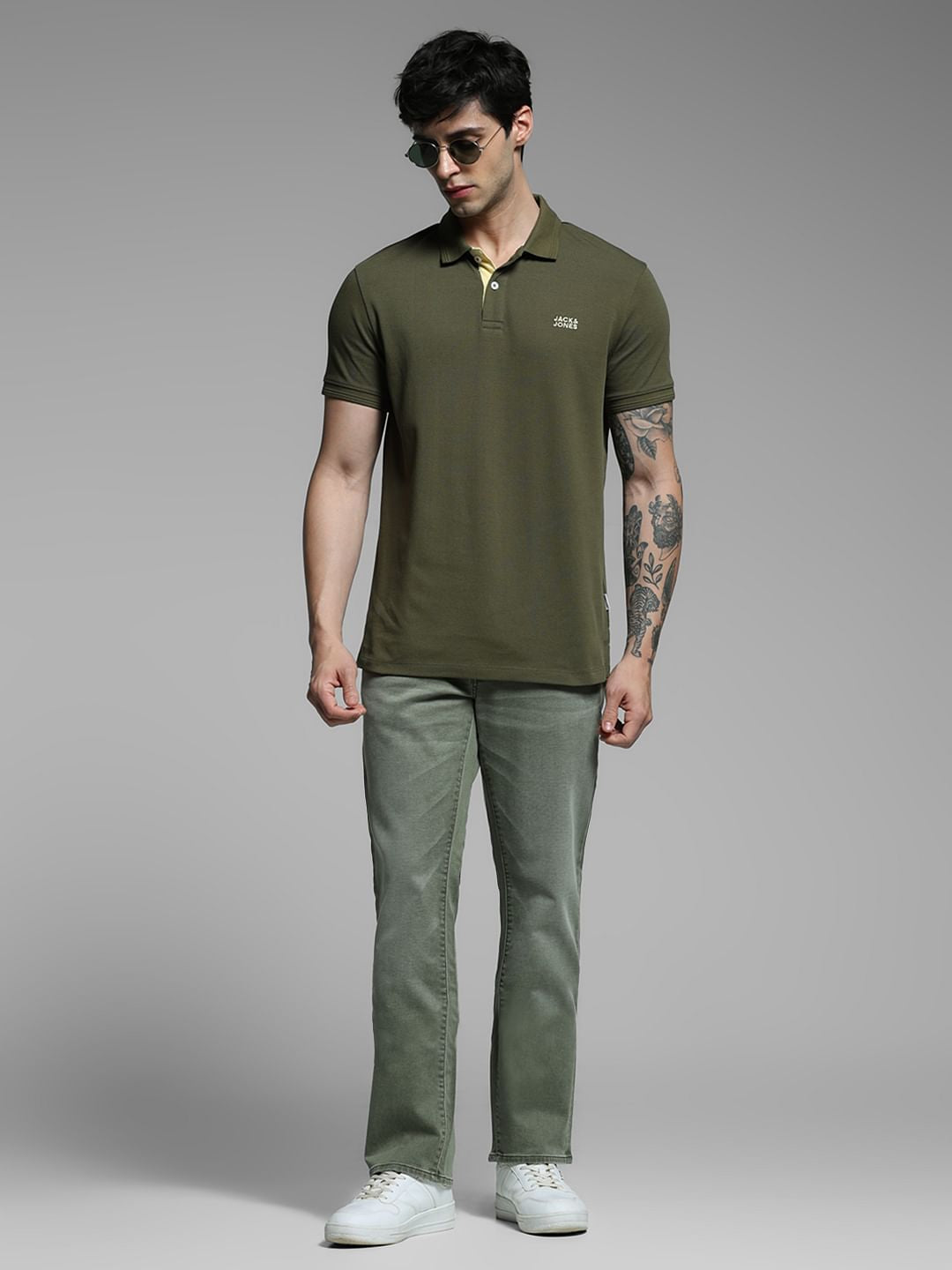Olive Low Rise Clark Regular Fit Jeans