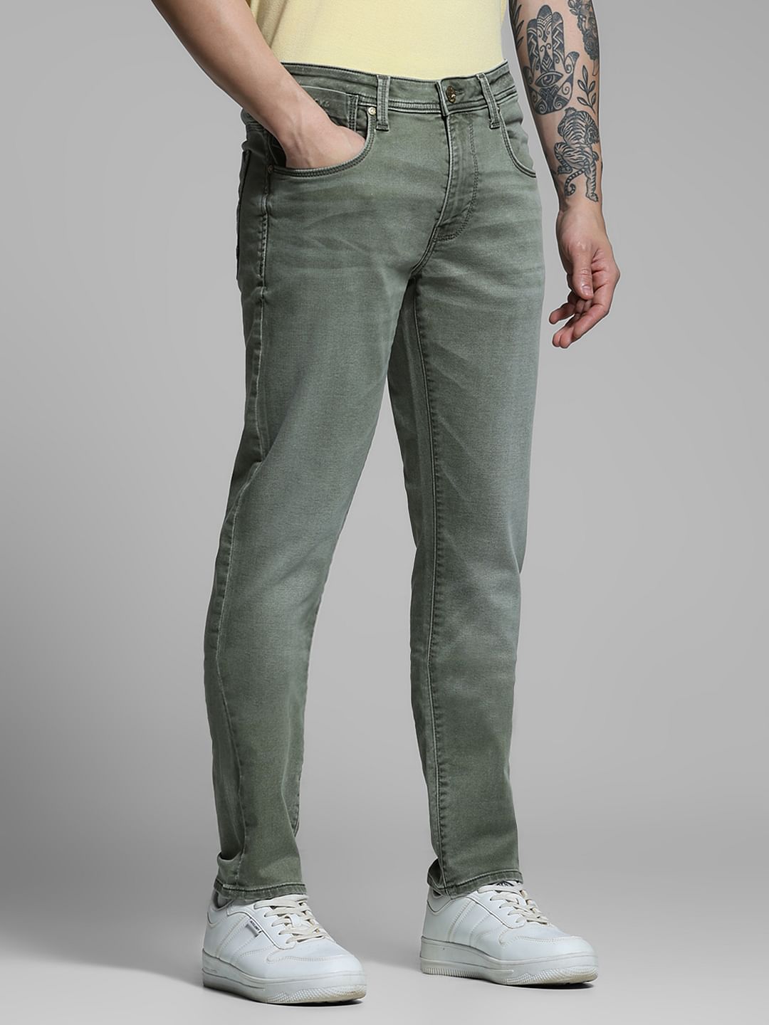 Olive Low Rise Glenn Slim Fit Jeans
