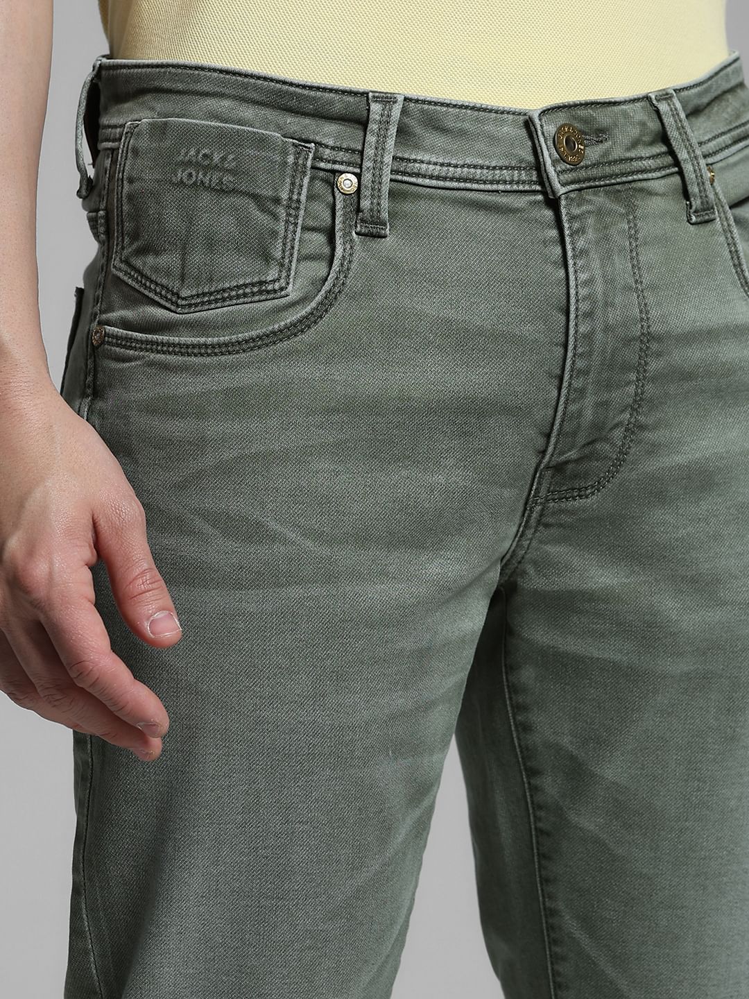 Olive Low Rise Glenn Slim Fit Jeans