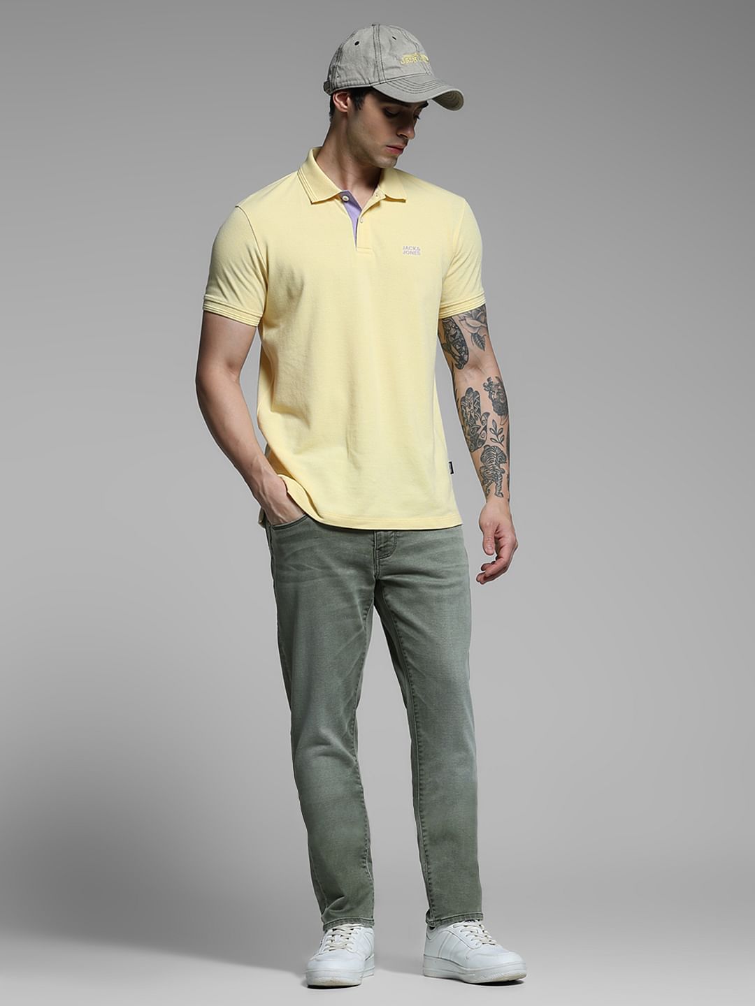 Olive Low Rise Glenn Slim Fit Jeans