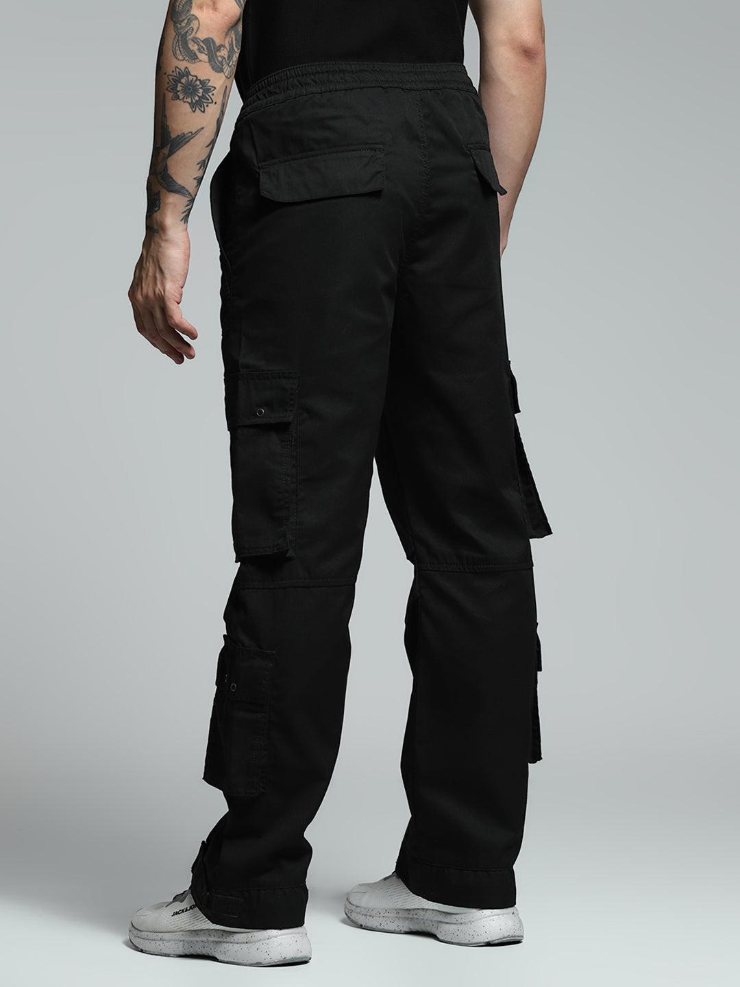 Black Mid Rise Cargo Pants