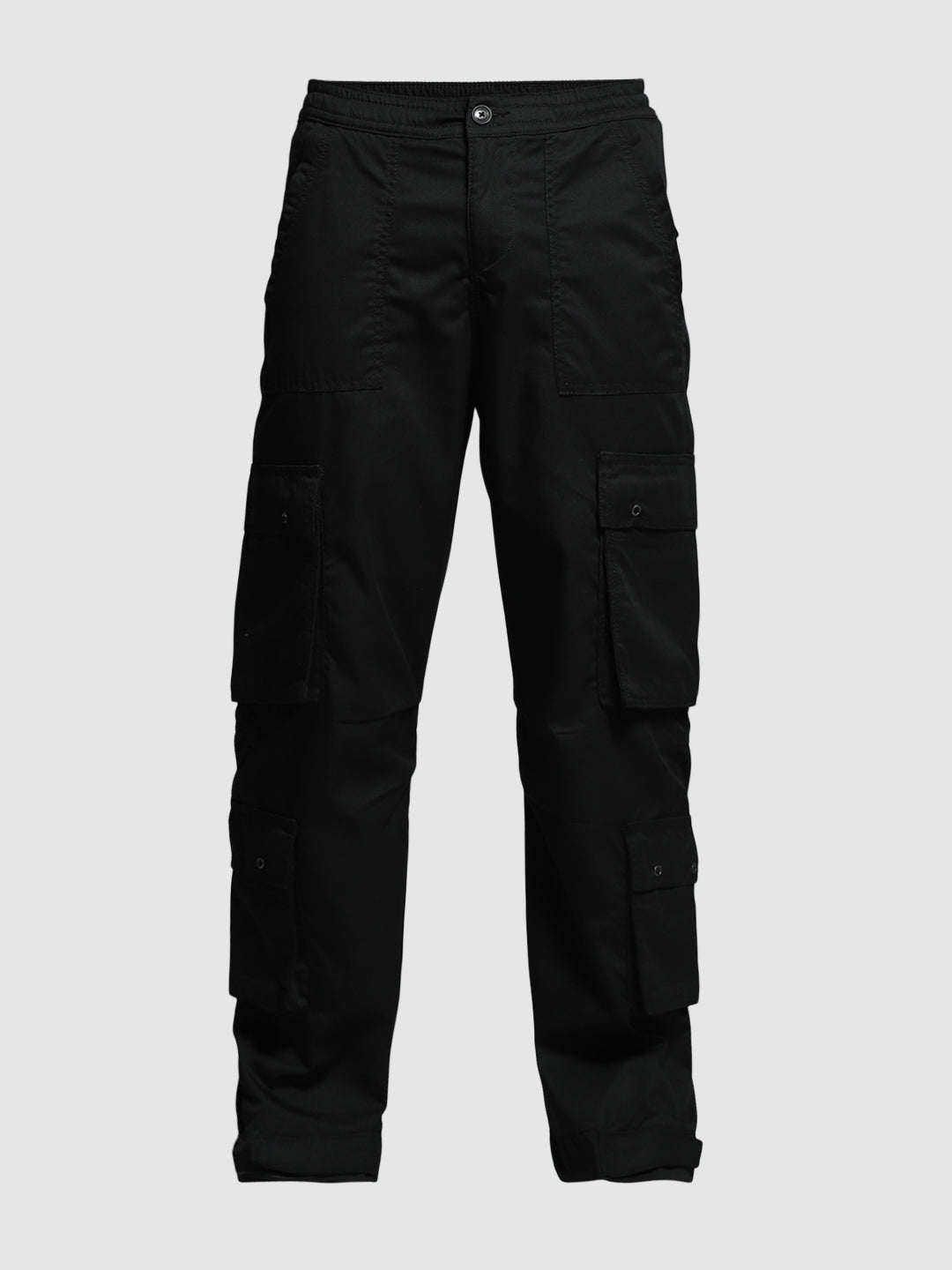 Black Mid Rise Cargo Pants